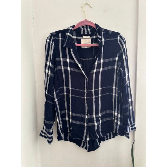 THREAD & SUPPLY Relaxed Fit Blue Flannel Button Front | Size Medium - Picture 1 of 4